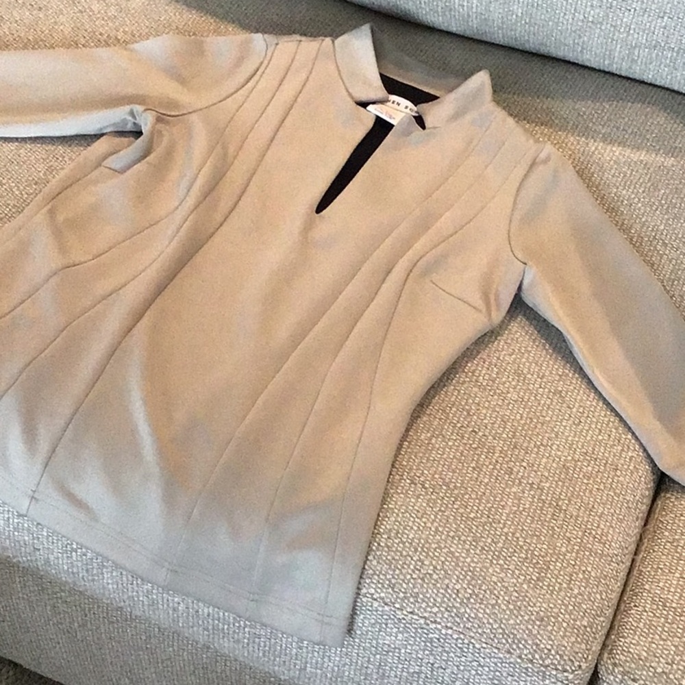 Gretchen Scott Designs Taupe Ponte Knit Tunic with Keyhole